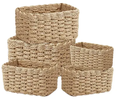 Produktbild von Solidchoice – Set aus 5 geflochtenen Aufbewahrungsboxen aus Papierseil