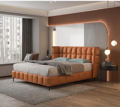 Produktbild von Bett Polster Design Luxus Hotel Betten Ehe 180x200cm Schlaf Zimmer Leder Doppel