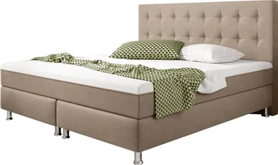 Produktbild von Boxspringbett Köln Plus 180x200 cm Webstoff Muddy mit Topper-Optik