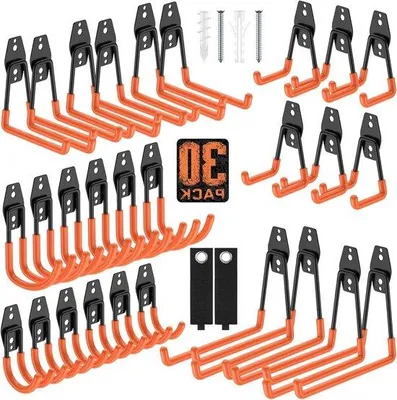 Produktbild von Werkstatt-Haken - Wandmontage - Werkzeug-Abstellplatz - Stahl PVC-Beschichtung - 30 Stücke - Orange