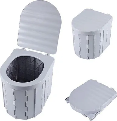 Produktbild von Mobile Campingtoilette mit Beuteln und geruchsneutralisierendem Mittel, Platzsparend, grau - POTTYMATE