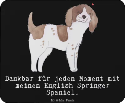 Produktbild von Mr. & Mrs. Panda Mauspad English Springer Spaniel Moment - Schwarz - Geschenk, pc mausunterlage, mousepad, Mouse Pad, mausteppich