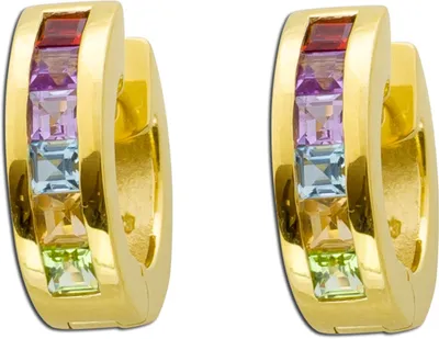 Produktbild von Citrin Creolen Gelbgold 333 8K Natur Granat Amethyst Blautopas Peridot