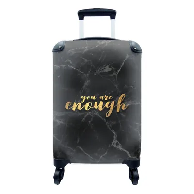 Produktbild von MuchoWow® Koffer Handgepäck Trolley Rollkoffer Kleine Reisekoffer mit 4 Rollen - Zitate - Sprichwörter - Gold - Marmor - Cabin Size < 55x40x23 cm & 55x40x20 cm - Fotokoffer - Kabinenkoffer - Boardgepäck - Reise-Box - Reisekoffer - Reisegepäck - Koffer mit Bild - Trolley für Kinder