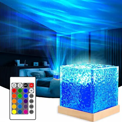 Obrázok produktu pre Oceánska lampa – Galaktická lampa – LED – Osvetlenie bazéna – Projektor hviezdnej oblohy – Diaľkové ovládanie – USB lampa s efektom vln – Oslava