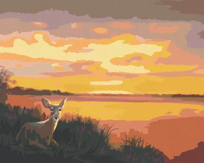 Produktbild von Zuty - Malen nach Zahlen - LIEGENDE RICKE UND SONNENUNTERGANG (D. RUSTY RUST), 40x50 cm, ohne Keilrahmen