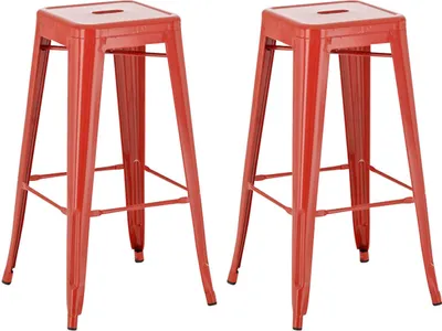 Produktbild von TPFLiving 2er Set Barhocker Joy Metall Rot