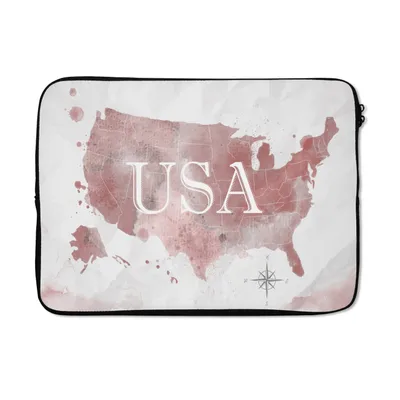 Produktbild von MuchoWow® Laptop Hülle 13 Zoll Karte - Amerika - Aquarell Laptoptasche - Laptophülle - Sleeve - Rundumschutz