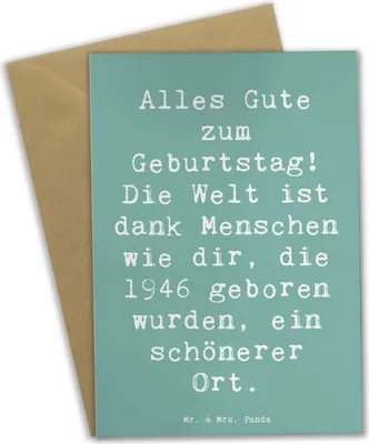 Produktbild von Mr. & Mrs. Panda babykarte Spruch 1946 Geburtstag - Meeresbrise - Geschenk, einladungskarten, hochzeitskarten, Grußkarten, Happy Birthday, Alles gut zum, dankeskarten