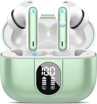 Produktbild von Bluetooth Kopfhörer Sport, Kopfhörer Kabellos Bluetooth 5.3 mit Ohrhaken, In Ear Kopfhörer mit ENC Mic, LED-Anzeige, Touch Control, IP7 Wasserdicht