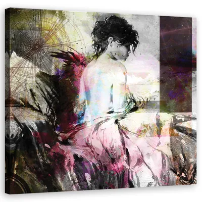 Produktbild von Leinwandbild menschen - rosa 50x50 cm Feeby rosa wandbild bereit zum aufhängen