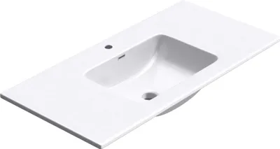 Immagine prodotto di doporro Lavabo Integrale a Incasso Soprapiano 100x48x14 cm Rettangolare in Marmoresina Bianco Lucido, Lavabo Bagno da Appoggio con Foro Rubinetto e Troppopieno Colossum02