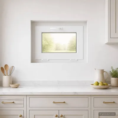 Immagine prodotto di Finestra a vasistas, lato interno, colore bianco, modello RISOR, dimensioni 55 x 45 cm