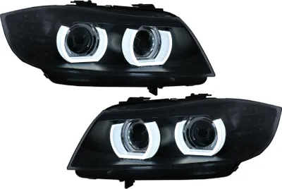 Produktbild von 3D Angel Eyes LED DRL Xenon Scheinwerfer für BMW 3 E90 E91 LCI 2008-2011 Schwarz