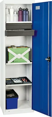 Image de Stumpf Armoire à outils et matériel série 3000 gris clair / bleu gentiane + 2 tiroirs 100 mm + 3 tablettes coulissantes - 3005174