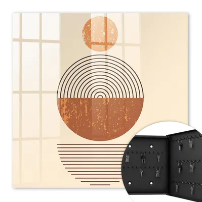 Produktbild von Metall Schlüsselkasten 30 x 30 cm - schwarzer Schlüsselschrank zur Wandmontage - wandhängende Schlüsselbox mit Tür - rechts öffnend - Schlüsselaufbewahrung für Flur - Büro - Arbeitszimmer - Werkstatt - Garage - Retro-Geometrie