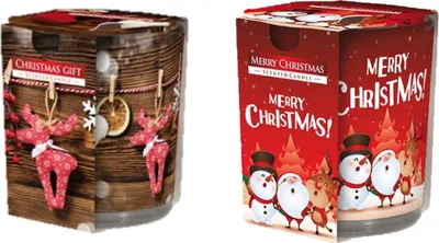 Produktbild von Duftkerzen 2er Set mit Zimtduft, 120g Wachs, im Motivglas 'Christmas Gift'