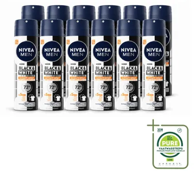 Produktbild von 12 x NIVEA MEN Deodorant Spray Black & White Ultimate Impact 150 ml - Großpackung - 12 Stücke