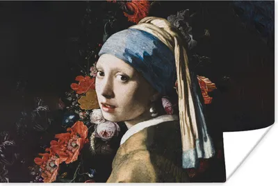 Produktbild von MuchoWow® Poster Das Mädchen mit dem Perlenohrring - Vermeer - Blumen 30x20 cm - Plakate - Print