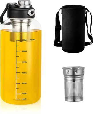 Produktbild von Robuste Glasflasche 1L mit Teesieb und Infuser