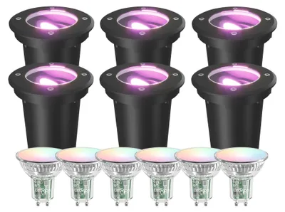 Produktbild von Ledvion 6er Set LED Bodenstrahler Außen IP67 4.9W 230V 345Lm GU10 RGB rund