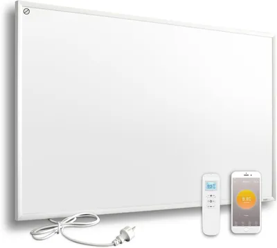 Zdjęcie produktu dla Panel grzewczy na podczerwień - Grzejnik elektryczny - Ogrzewanie pomieszczeń - Sterowanie za pomocą aplikacji - 900 wat - Biały