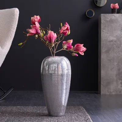 Produktbild von Elegante Vase ORIENTAL 49cm silber im Wild Hammerschlag Design