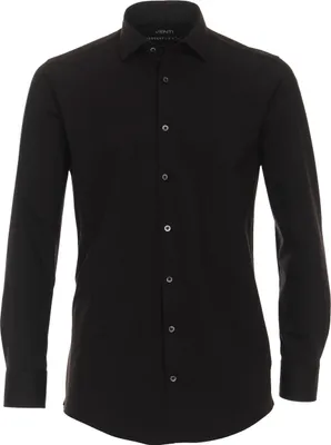 Produktbild von VENTI Herren Businesshemd Langarm Kent Modern-Fit Jerseyflex Schwarz 42