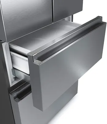 Produktbild von Hisense RF632N4WIE French Door Kühlkombination, 485 Liter, Super Freeze, Wasserspender, Edelstahl