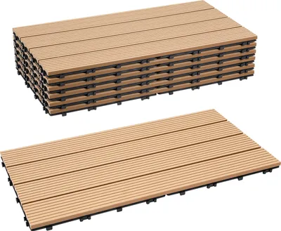 Zdjęcie produktu dla Płytki WPC Aopunly 60 x 30 cm, płytki tarasowe, 5 m² Płytki balkonowe typu „click”, wzór tekowy, 30 sztuk