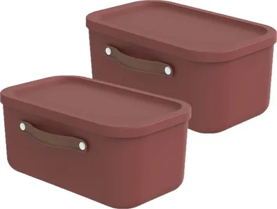 Two storage boxes are shown side-by-side against a white background.