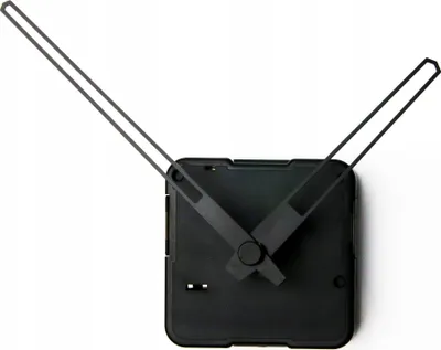A black clock mechanism with hands against a white background.