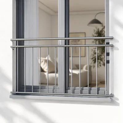 Immagine prodotto di 156CM balcone ringhiera V2A bar ringhiera balcone balaustra in acciaio inox griglia finestra