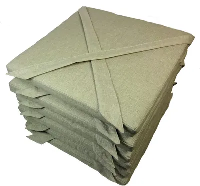 Produktbild von Rattani Set 6 x Stuhlkissen/Sitzkissen Marina Eckig mit Schleife 40 x 40 cm Dicke 5 cm, Fb. Soft Gray