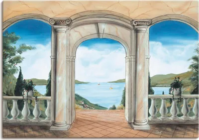 Produktbild von ARTland Leinwandbild griechische Terrasse Größe: 100x70 cm