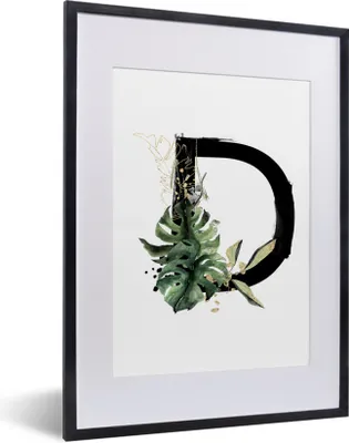Produktbild von MuchoWow® MuchoWow® Gerahmtes Poster Dschungel - Schwarz - Buchstabe D 30x40 cm - Poster mit zchwarzem Bilderrahmen - Wandposter Schlafzimmer