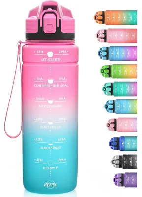 Immagine prodotto di Borraccia sportiva da 500 ml, senza BPA, in Tritan, con indicatore del tempo, a prova di perdite
