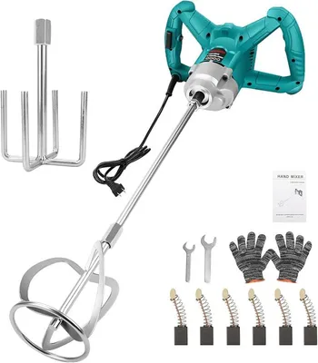 Produktbild von 3200W Rührwerk Mörtelrührer, 230V Farb-Mörtelrührer Betonrührer, 6 Gang-Getriebe, Farbmörtelrührer Handrührgeräte Elektrischer Betonmischer, für Industrie- und Haushaltsmische