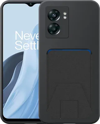 Produktbild von Geeignet für OnePlus Nord N300 Phone Case mit verstellbaren Leder Kartenschlitz - Flexible Back Cover Case Silikon TPU mit verstellbaren Leder Kartenschlitz - Schwarz - Smartphonics