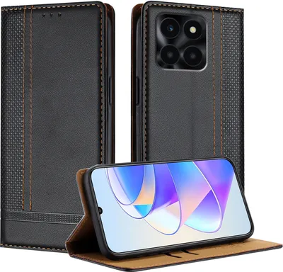 Obrázek produktu pro Pouzdro pro Honor X6A kožené flipové pouzdro s funkcí stojánku černé