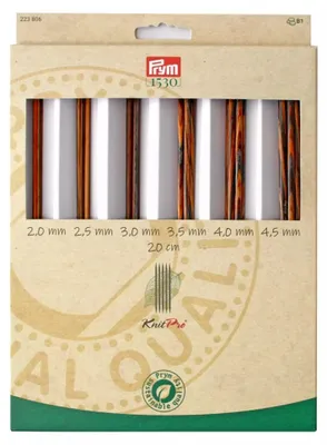 Immagine prodotto di Set di ferri da maglia in legno Prym "Natural" (20 cm) – dimensioni 2,0 / 2,5 / 3,0 / 3,5 / 4,0 e 4,5 mm