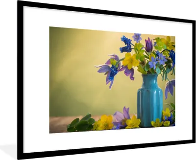 Produktbild von MuchoWow® Gerahmtes Poster Blumen - Stillleben - Frühling 90x60 cm - Poster mit Schwarzem Bilderrahmen Wandposter Rahmen Foto Bilder - Wanddekoration - Fotos
