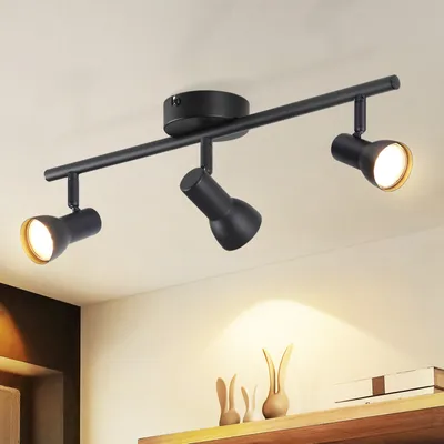 Obrázek produktu pro ZMH Stropní reflektor 3 plameny Stropní svítidlo Předsíň Černé stropní světlo Moderní design Vnitřní reflektor Kovové stropní body GU10 350° otočné body pro ložnici Obývací pokoj Kuchyně (bez žárovky)