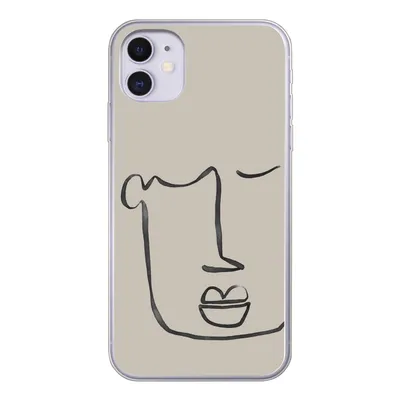 Produktbild von MuchoWow® Handyhülle Schutzhülle Hülle für iPhone 11 Gesicht - Abstrakt - Strichzeichnung Silikon Softcase Handy Hülle - Handytasche