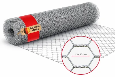 Produktbild von NOOR Maschendrahtzaun - Drahtgitter verzinkt 13 mm - Silber 50x2500 cm - wetterfester Volierenzaun mit Sechskantgeflecht für Garten, Beet & Kleintiere. Engmaschiger Hasendraht & Hühnerzaun