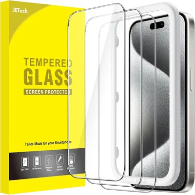 Immagine prodotto di Pellicola protettiva per iPhone 15 Pro da 6,1 pollici, vetro temperato per la protezione dello schermo, confezione da 3 pezzi