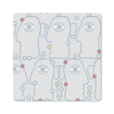 Produktbild von MuchoWow® Mauspad Mousepad Strichzeichnung - Gesicht - Muster 20x20 cm - Mousepads - Maus Mat - Pad - Mausunterlage - Desk Mat - Bureauartikeln