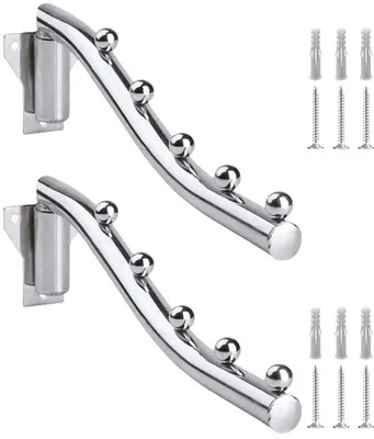 Image de Porte-manteaux à trois pieds en acier inoxydable, en deux parties, pliable, à fixer au mur