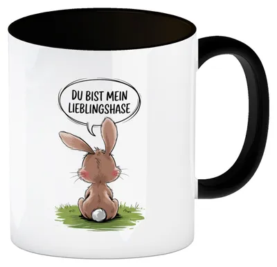 Produktbild von Du bist mein Lieblingshase Kaffeebecher in schwarz