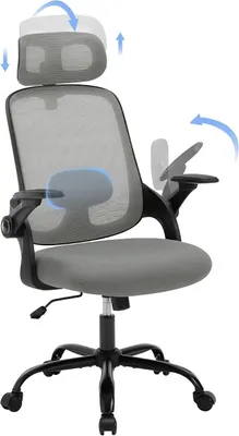 Imagen del producto de Silla de oficina ergonómica, silla de escritorio, tejido de malla, color gris